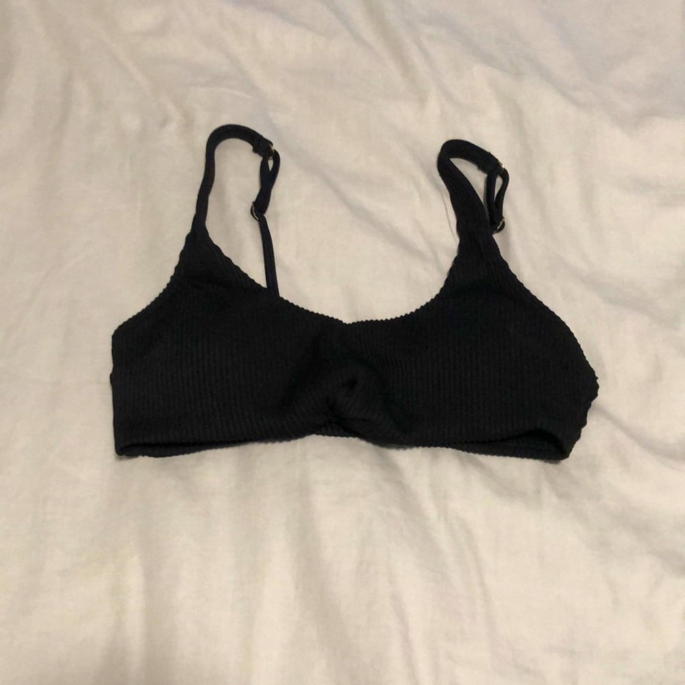Hollister Black Ribbed Bikini Top